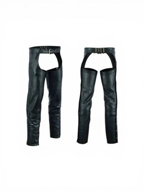 Interstate Black Leather Motorcycle Chaps